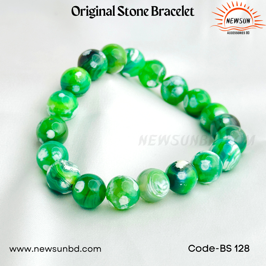 Green Apple Agate Gemstone Bracelet BS128 - Image 2