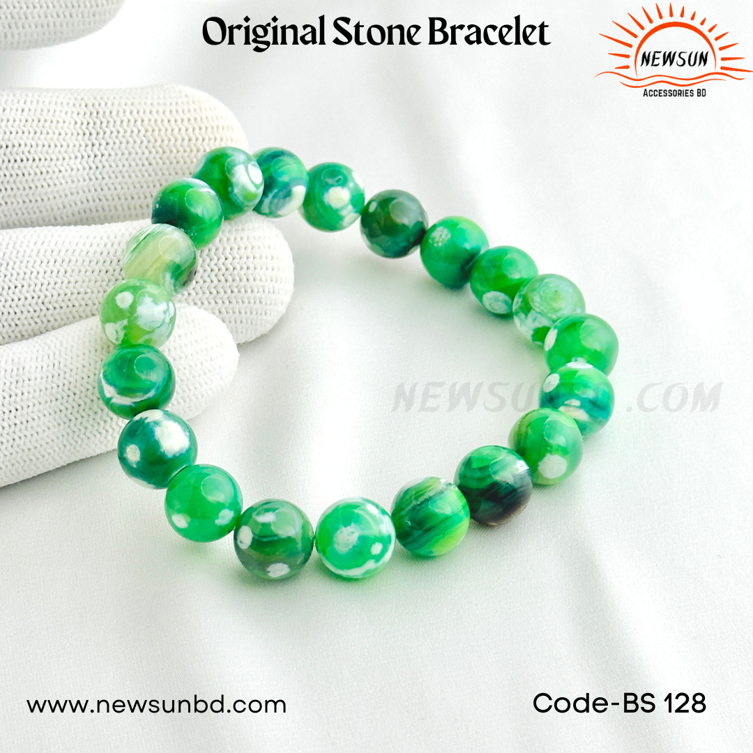 Green Apple Agate Gemstone Bracelet BS128 - Image 3