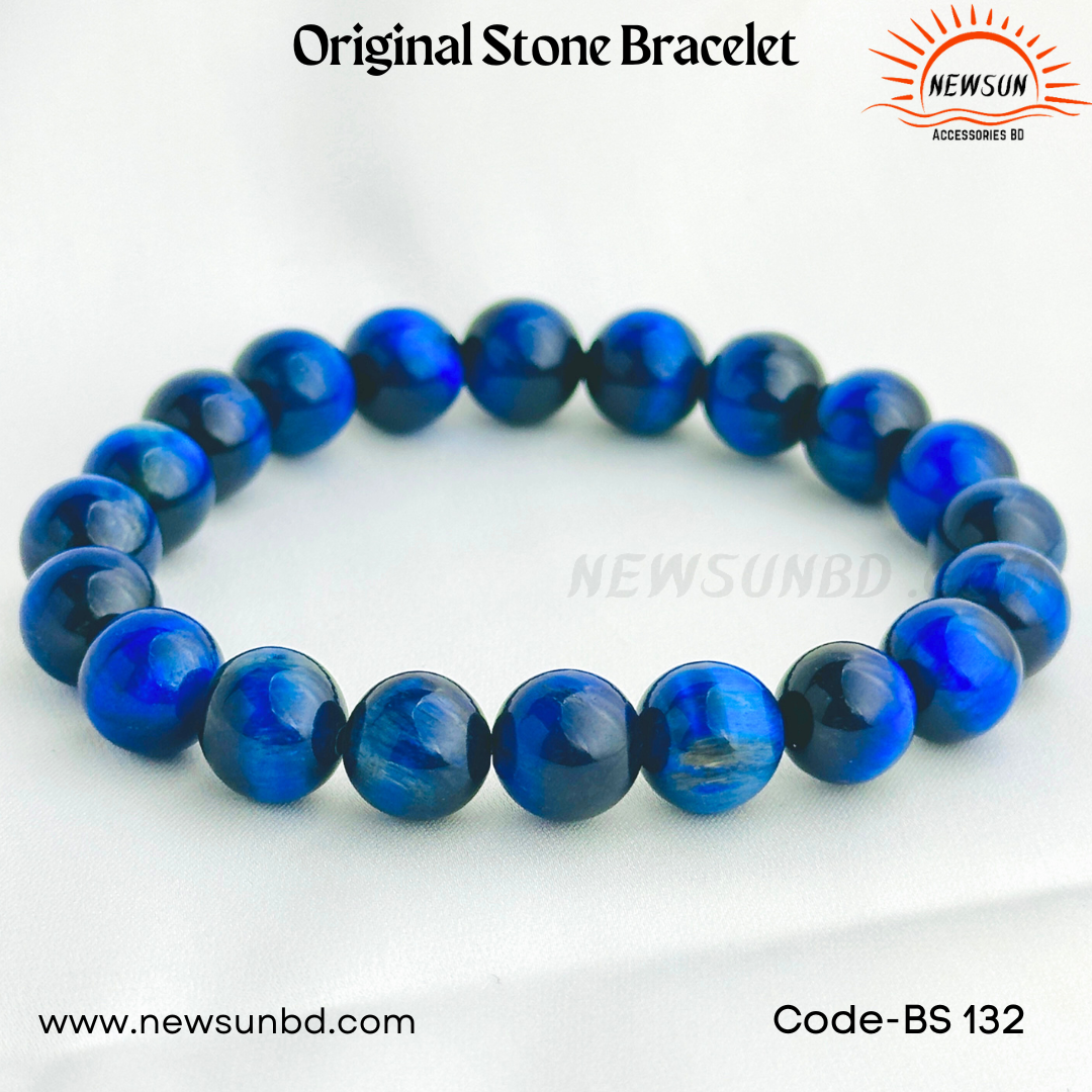 10mm Blue Tiger’s Eye Stone Beaded Bracelet BS132 - Image 1