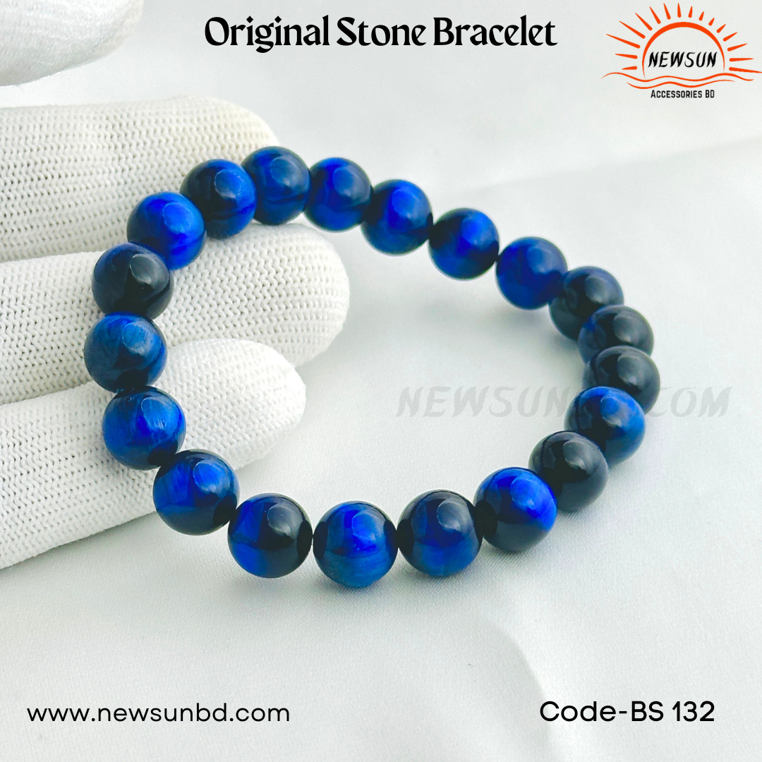 10mm Blue Tiger’s Eye Stone Beaded Bracelet BS132 - Image 4