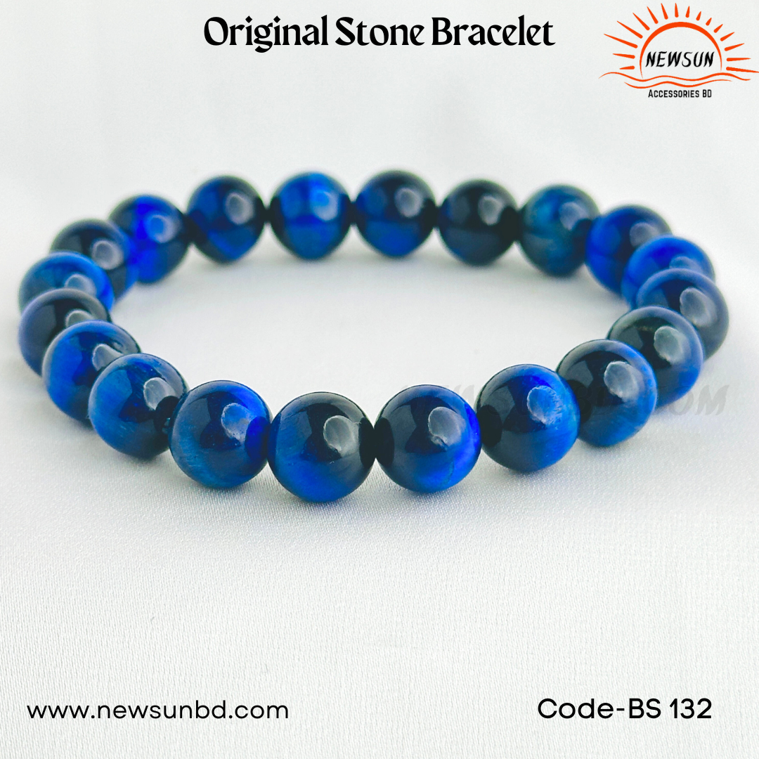 10mm Blue Tiger’s Eye Stone Beaded Bracelet BS132 - Image 3
