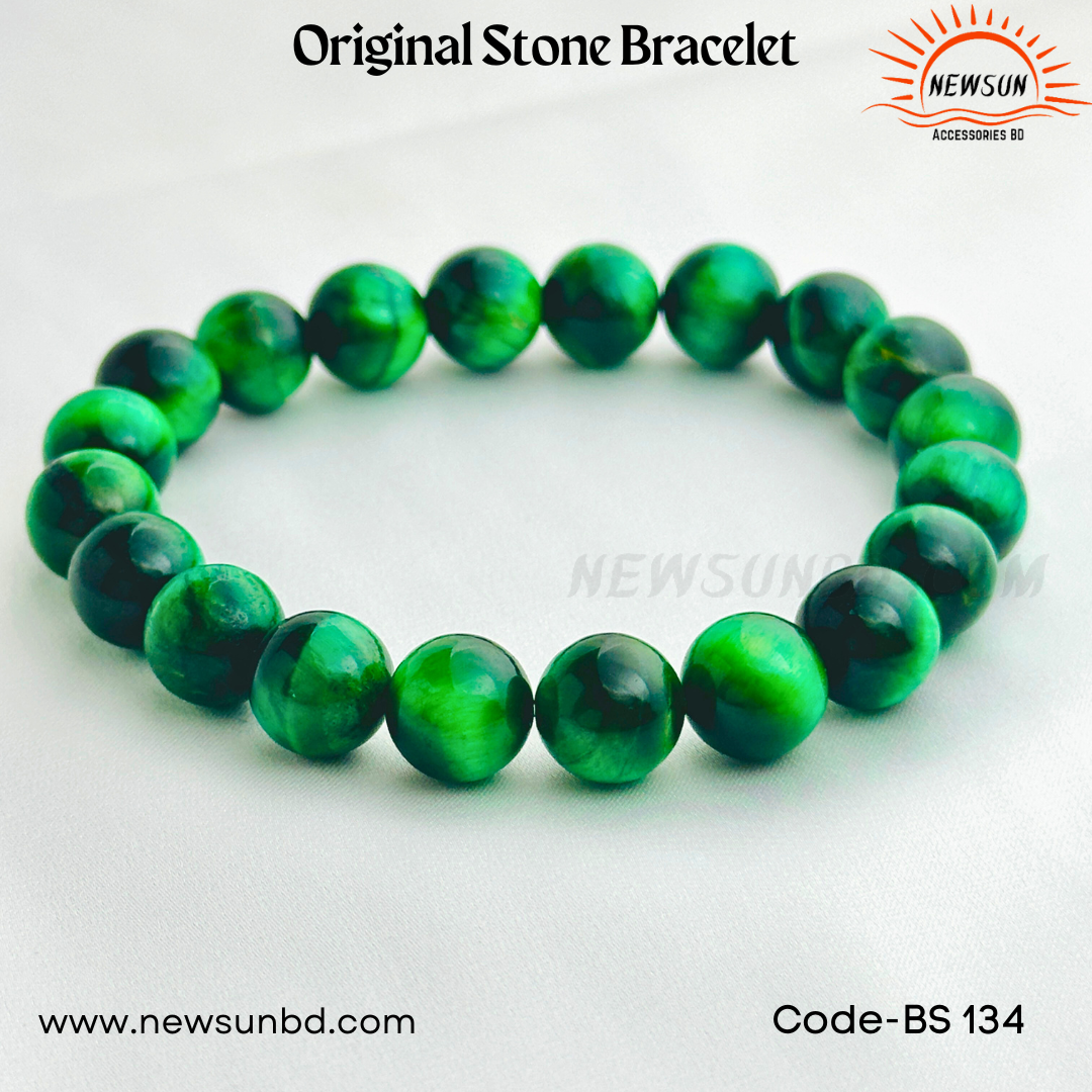 Green Tiger Eye 10mm Beaded Glass Bracelet BS134 - Image 3