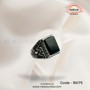 Black Stone 316L SS Body Handmade Finger Ring For Men