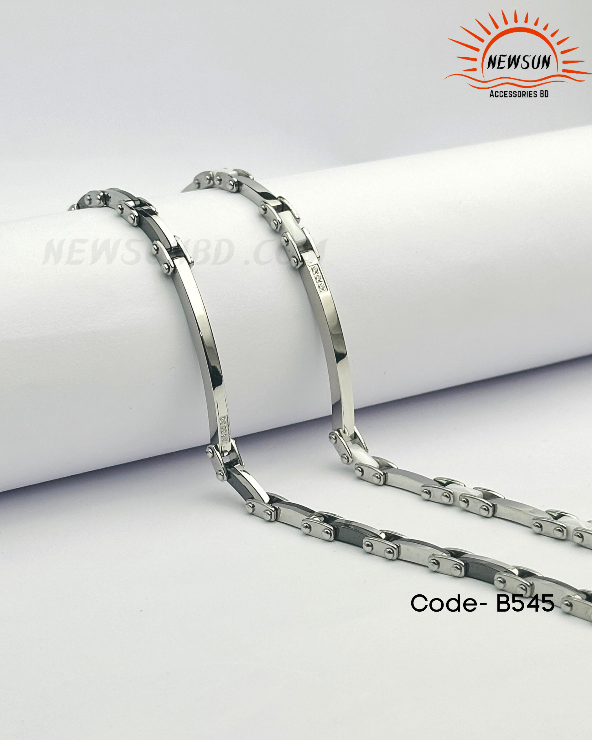 Code - B 520.png-70 5mm Wide Original Ceramic And SS Made Men's Bracelet - Image 1