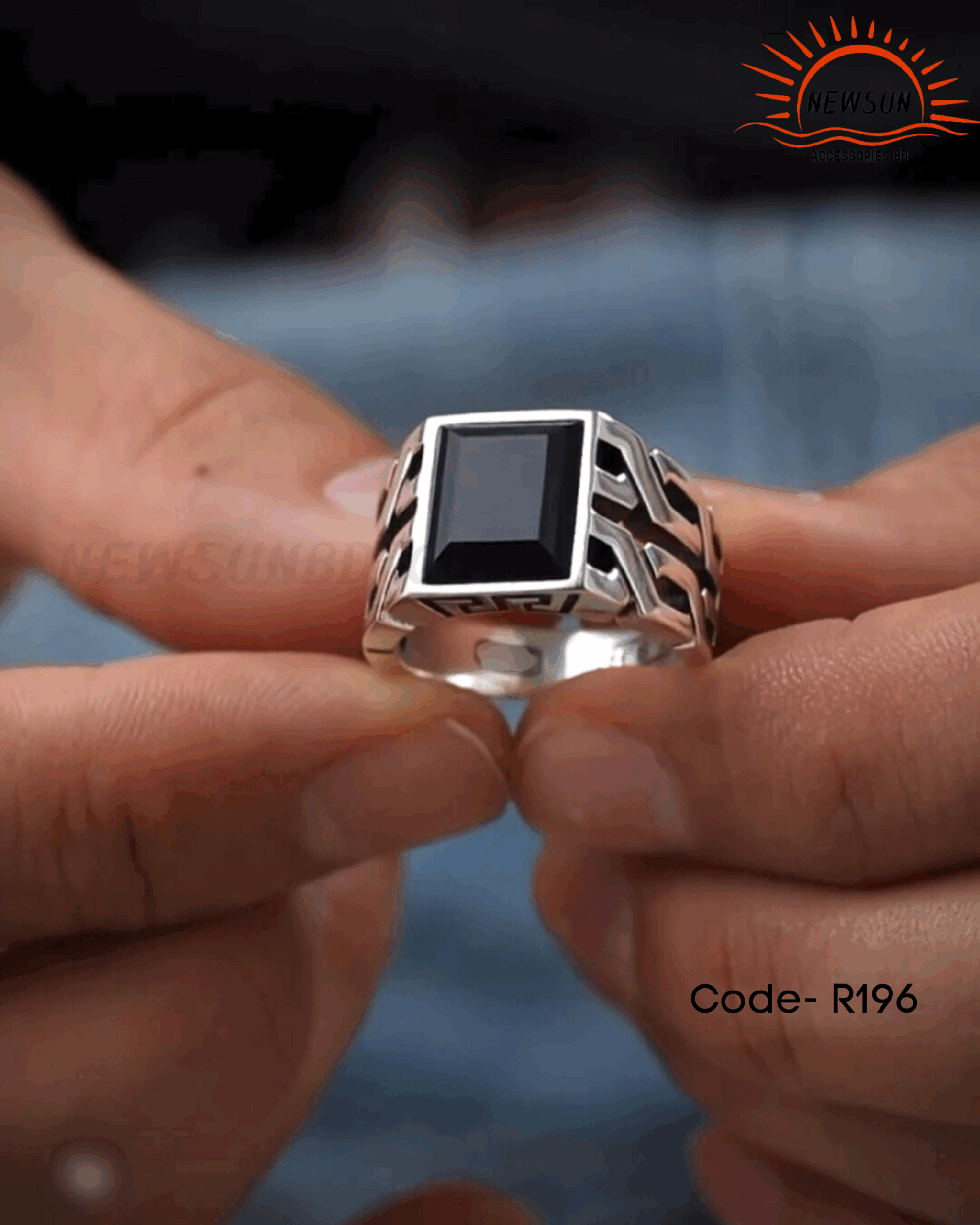 Code - B 520.png-86 100% Stainless Steel Ring with Black Onyx Stone Ring - Image 1