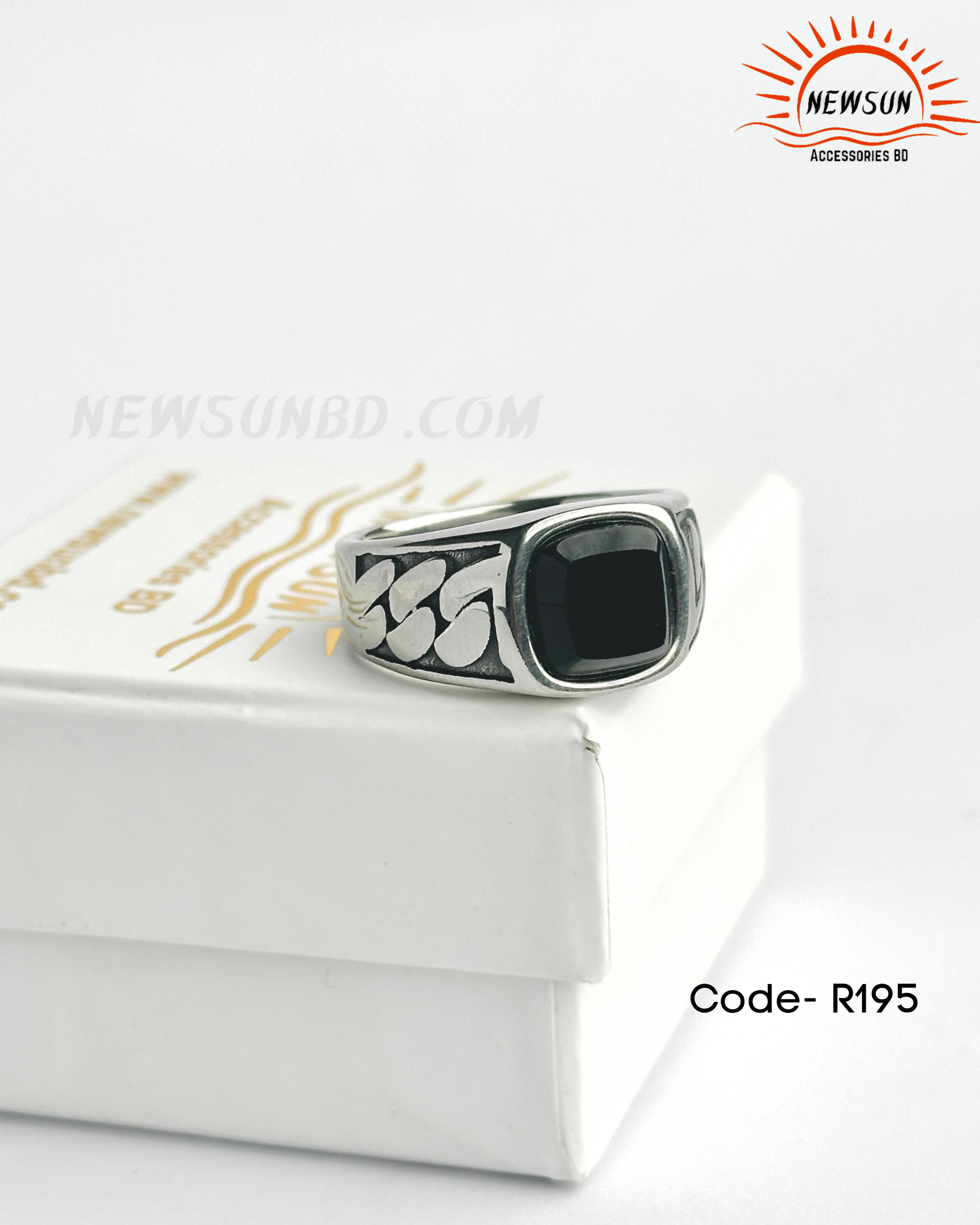 Code - B 520.png-92 100% SS Men Black Onyx Ring - Image 1