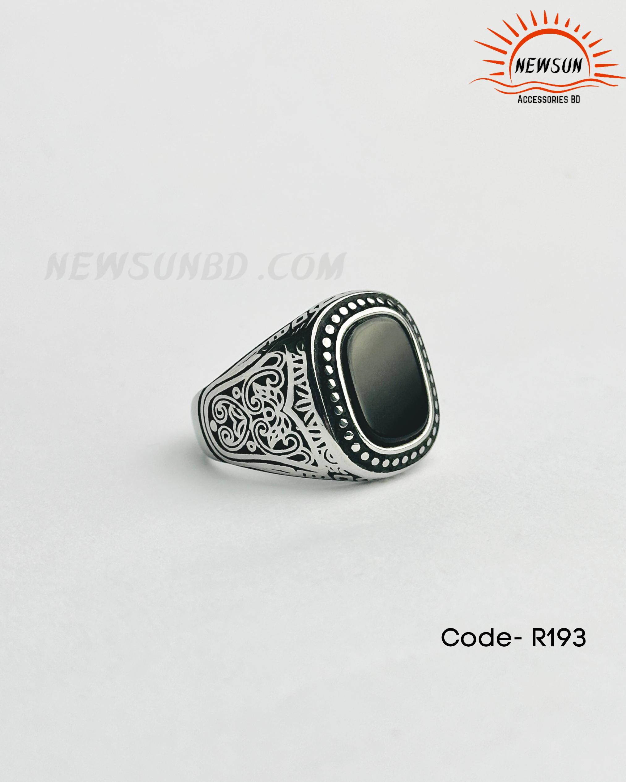 Code - B 520.png-98 100% SS Black Onyx Gemstone Men's Fine Ring - Image 1