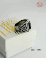 100% Stainless Steel And Oxide Black Stone Men’s Ring - Image 5