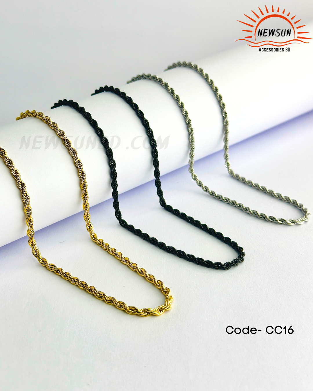 Code - B 520_20250820_211112_0000 3 in 1 Premium Chain Combo (3 Color) -Classic Rope Chain Necklace 316L Stainless Steel - Image 1