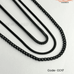 3 in 1 Premium  Chain Combo (Black Color) -Thin Curb Chain ,Franco , Flat Snake