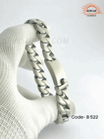 12mm Matt  Silver Color  Solid 36L Stainless Steel Link Chain Bracelet - Image 3