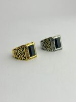 100% Stainless Steel And Oxide Black Stone Men’s Ring