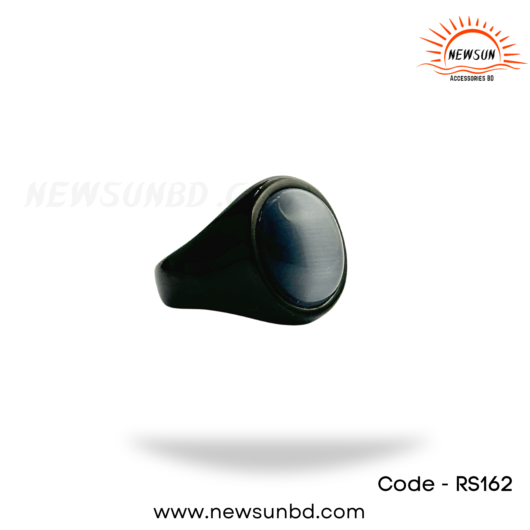 ARTQ Stone Ring Grey Cat’s Eye Stone Natural Stone Ring - Image 1