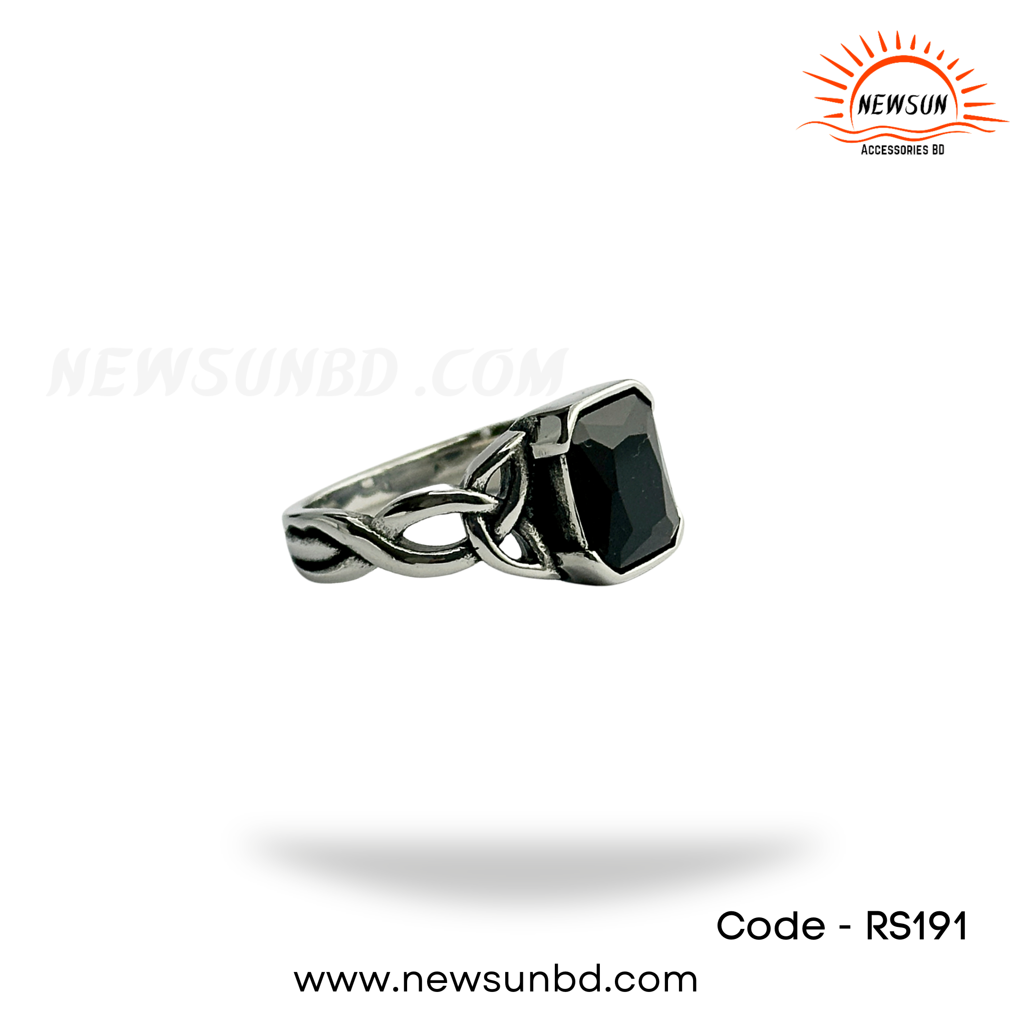 Black Oxide Natural Stone Geometric Ring - Image 1