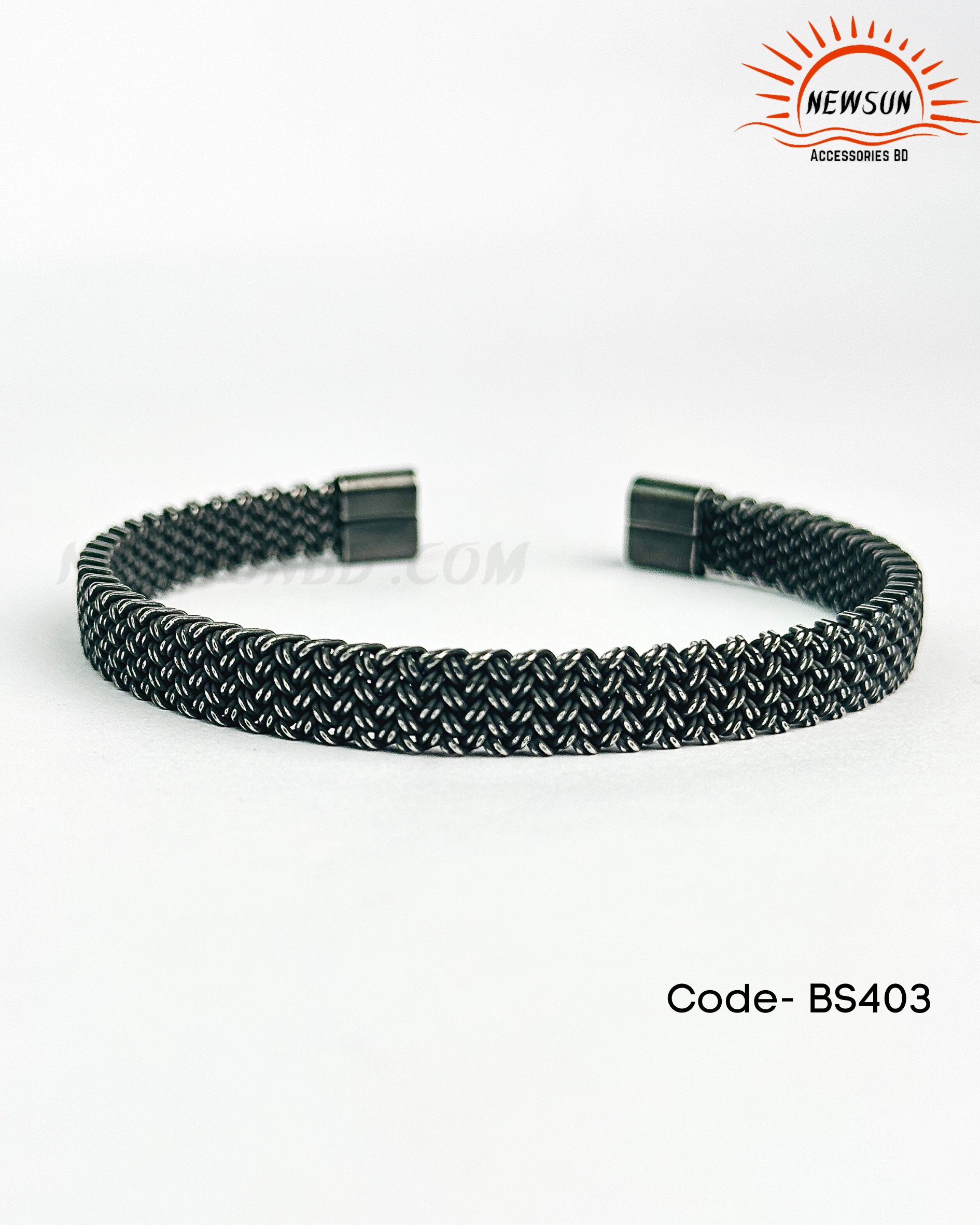 Code - B 520.png-145 Black Plated 8MM Twisted Stainless Steel Bracelet For Men - Image 1