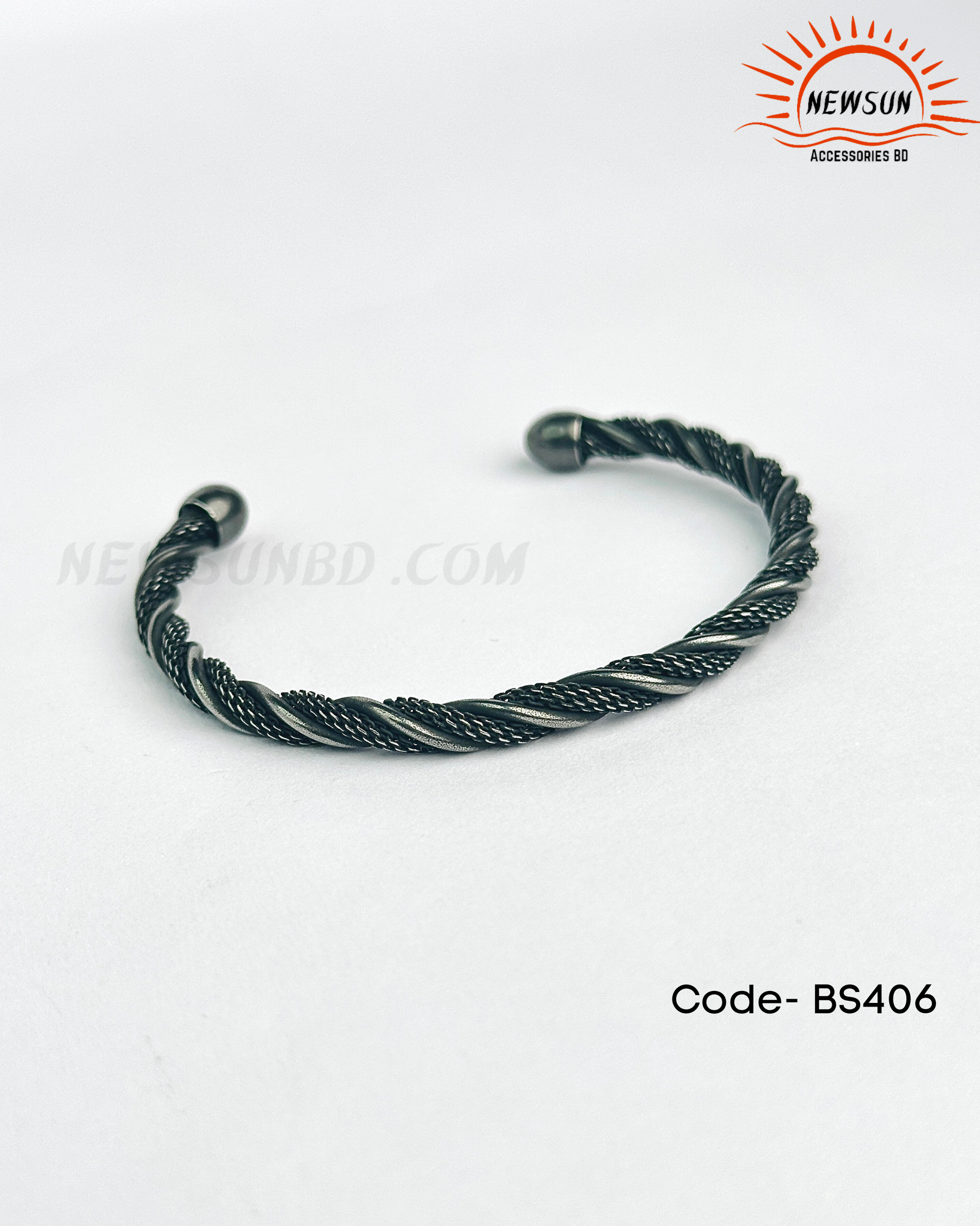 Code - B 520.png-153 5MM Braided Metal Open Bangle - Image 1