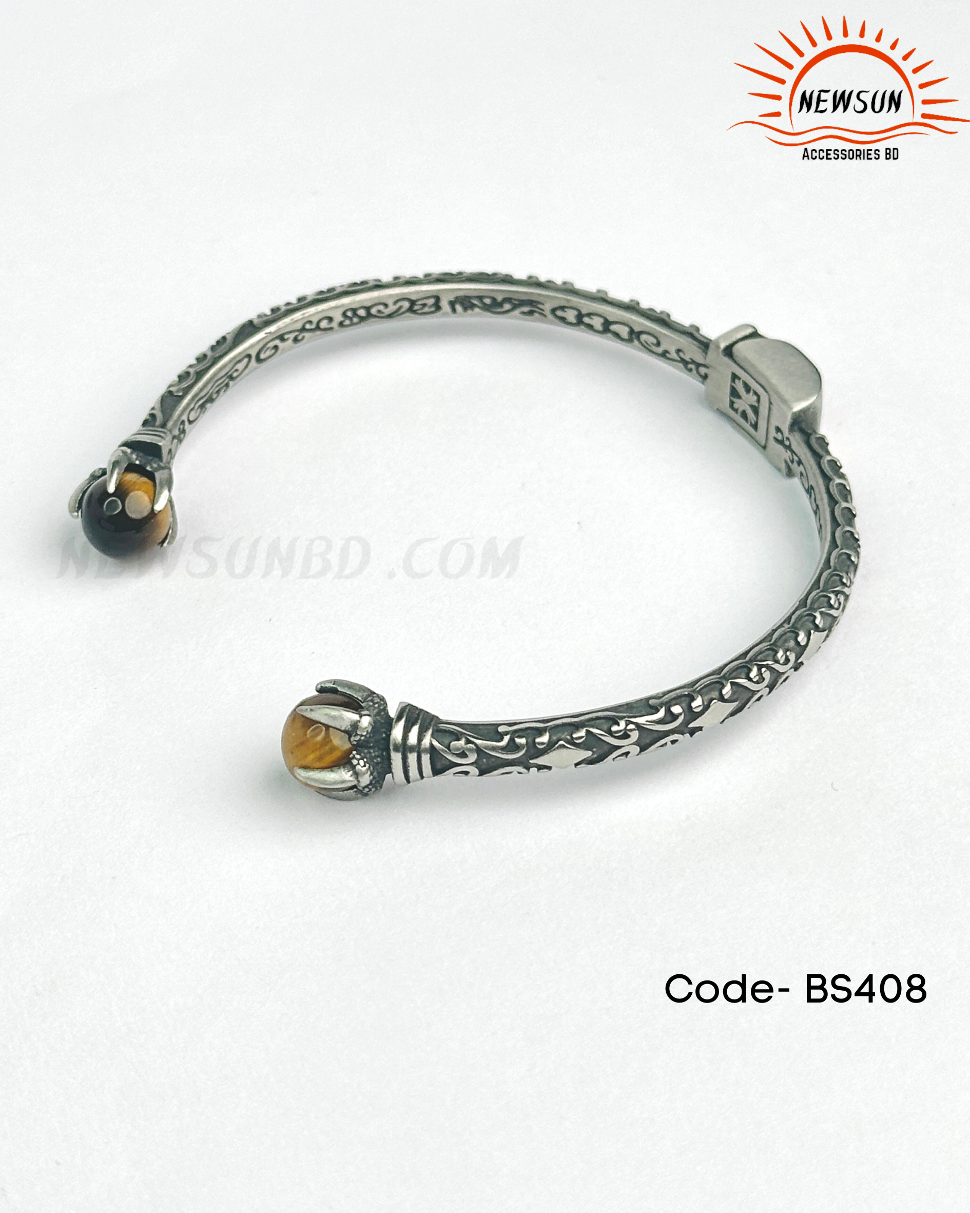 Code - B 520.png-158 5mm Antique Finish Tiger Eye German Bangle - Image 1