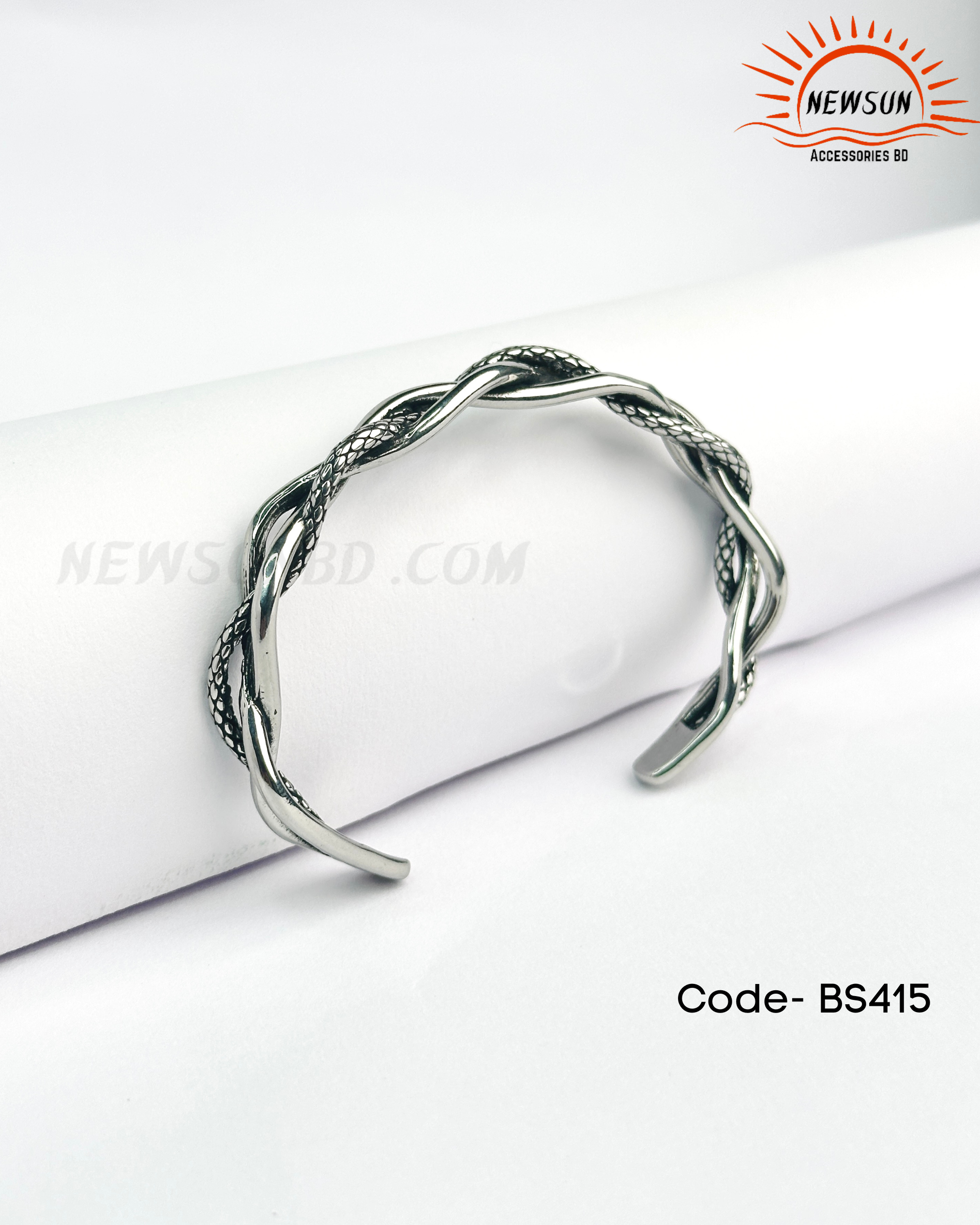 Code - B 520.png-183 Twist Texture Bracelet Bangles for Women Men - Image 1