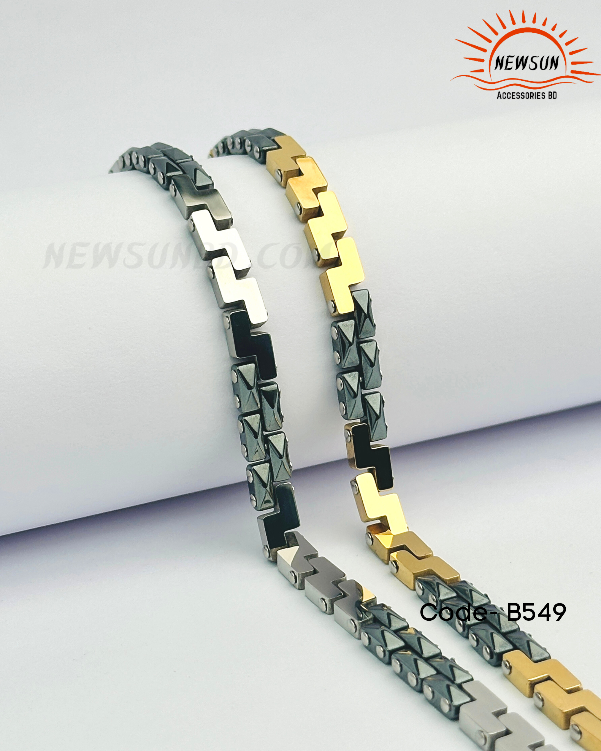 Code - B 520.png-85 7mm Wide Ceramic And SS MadeMen’s Bracelet - Image 1