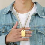Men's Golden Square Sign Necklace - Image 2