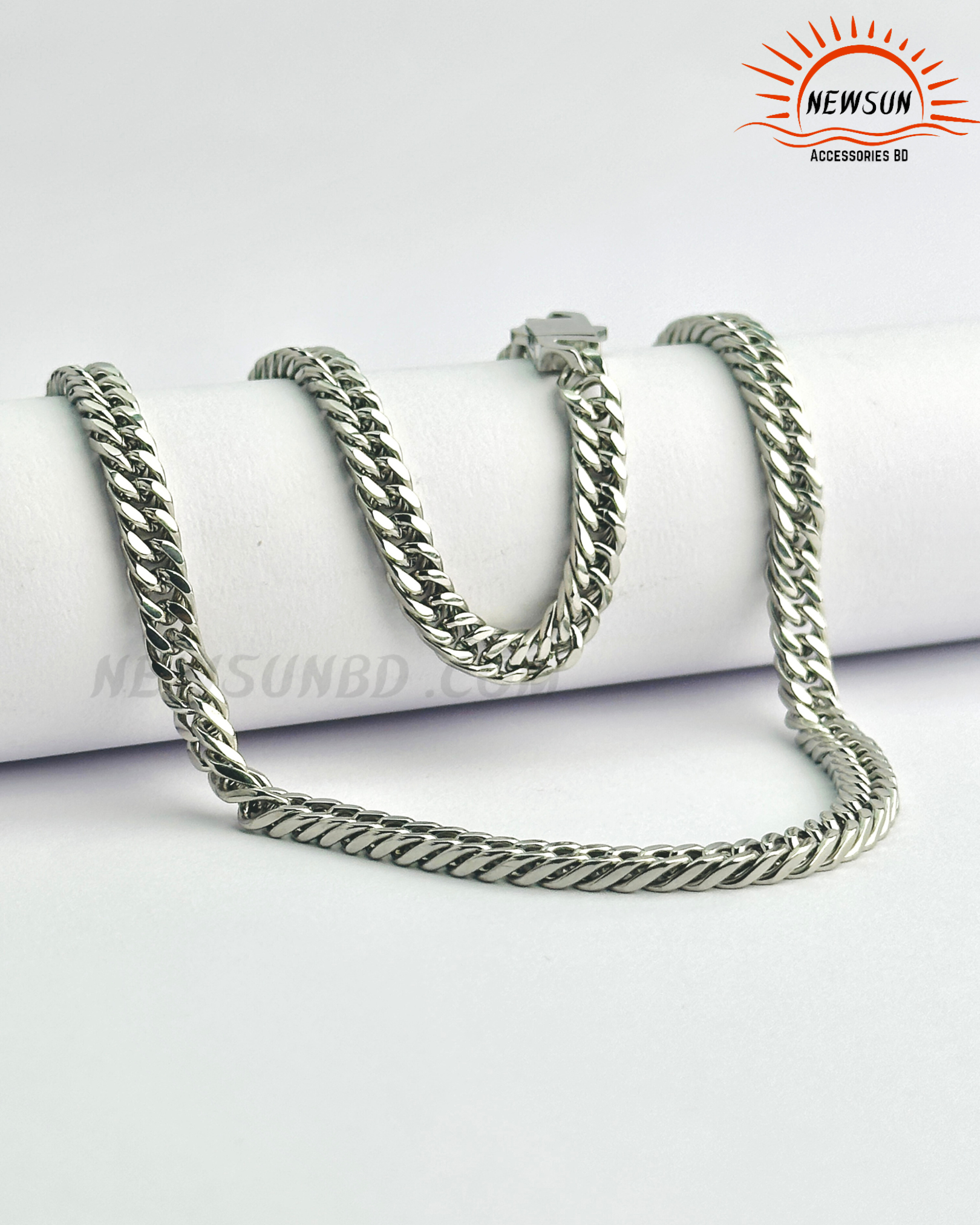 Code - B 520.png_52 24" Men's 316L Stainless Steel 8mm Silver Cuban Curb Chain Necklace - Image 1