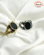Black Flat Onyx Classic Ring For Men - Image 3