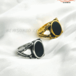 Black Flat Onyx Classic Ring For Men