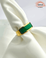 Men's Green Jade Gemstone Stainless Steel Opal Rings - Image 3