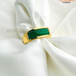 Men's Green Jade Gemstone Stainless Steel  Opal Rings