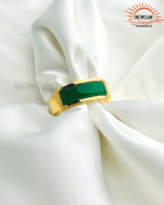 Men's Green Jade Gemstone Stainless Steel Opal Rings