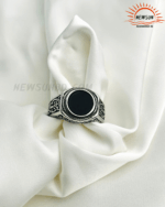100% SS Black Onyx Stone Turkish Handmade Mens Jewelry Male Rings - Image 2