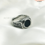100% SS Black Onyx Stone Turkish Handmade Mens Jewelry Male Rings