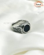 100% SS Black Onyx Stone Turkish Handmade Mens Jewelry Male Rings