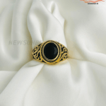 Stainless Steel Vintage Celtic Signet Onyx Stone Ring for Men