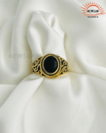 Stainless Steel Vintage Celtic Signet Onyx Stone Ring for Men