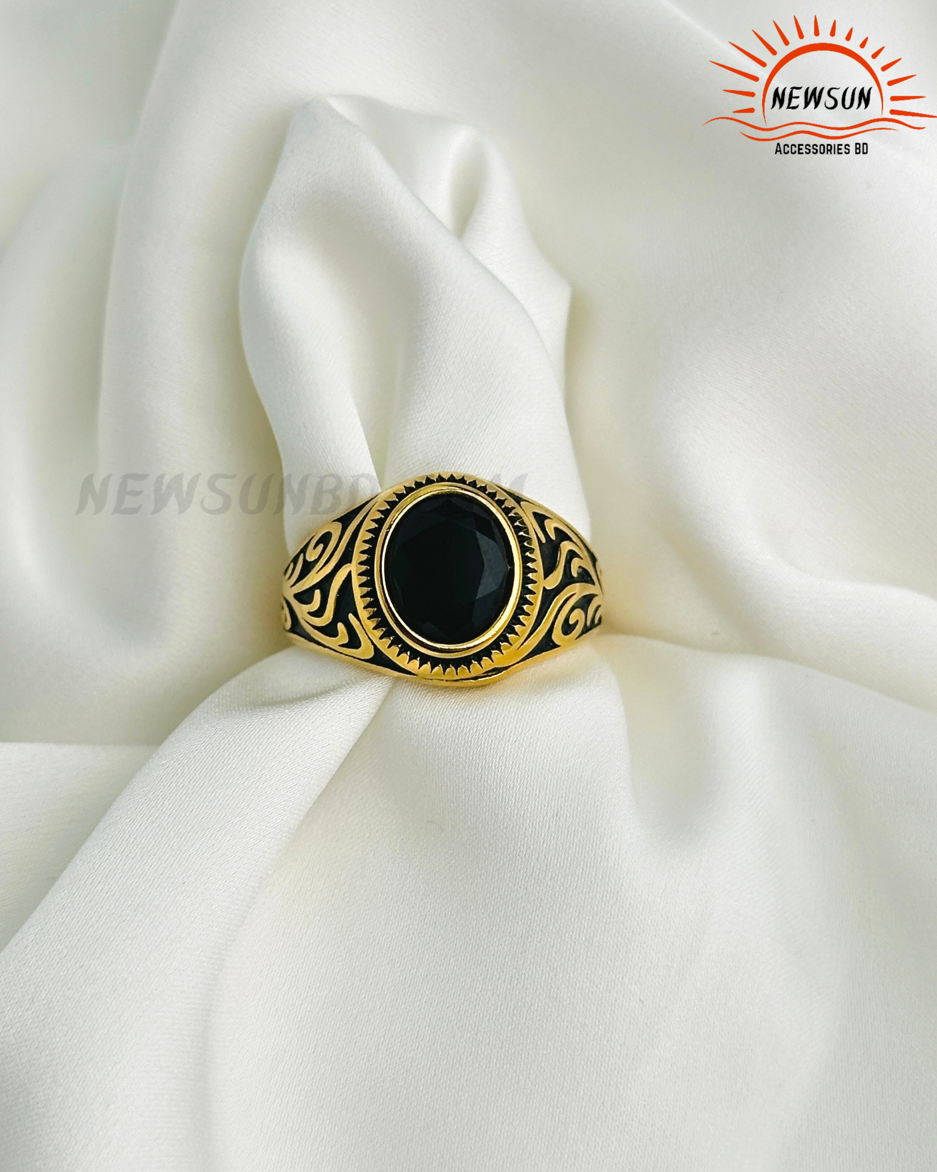 Code - B 520.png_200 Stainless Steel Vintage Celtic Signet Onyx Stone Ring for Men - Image 1