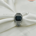 Stainless Steel Black Natural Stone Mens Finger Ring