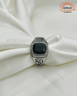 Stainless Steel Black Natural Stone Mens Finger Ring