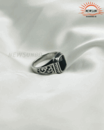 Stainless Steel Black Natural Stone Mens Finger Ring - Image 4
