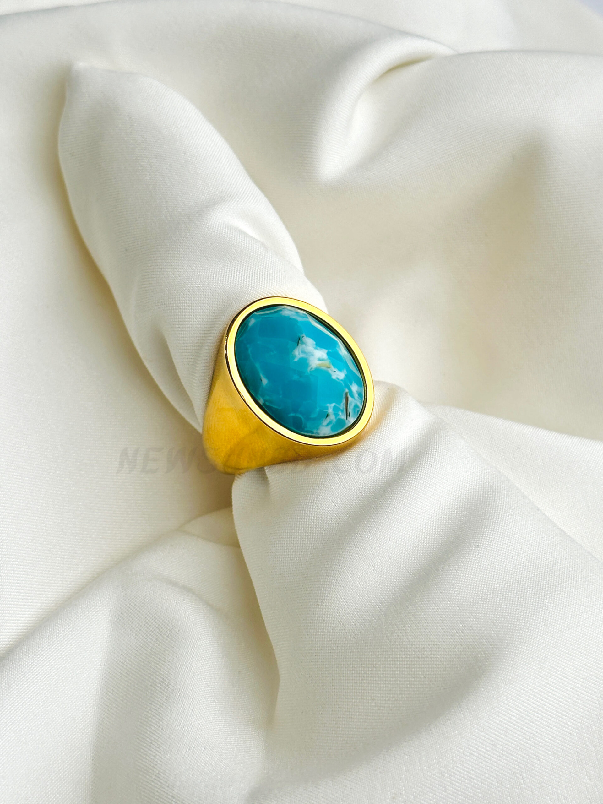 2DCA7BB6-F25A-4CE2-A86A-971BF3B6734E 100% Turquoise Stone Ring - Image 1
