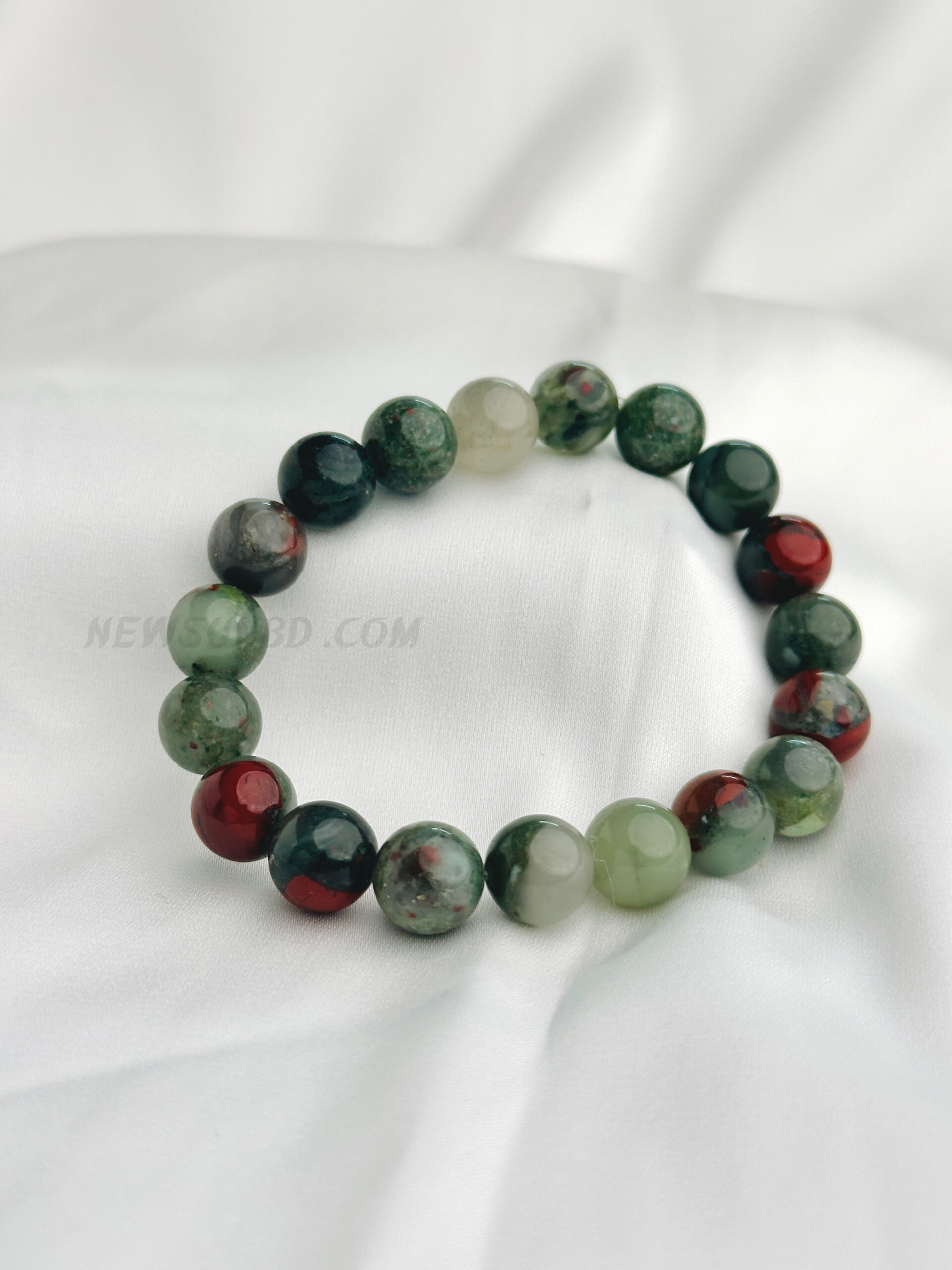 01076FCC-E3FB-488B-9F6B-C696660580B6 African Blood Stone 10mm Bracelet - Image 1
