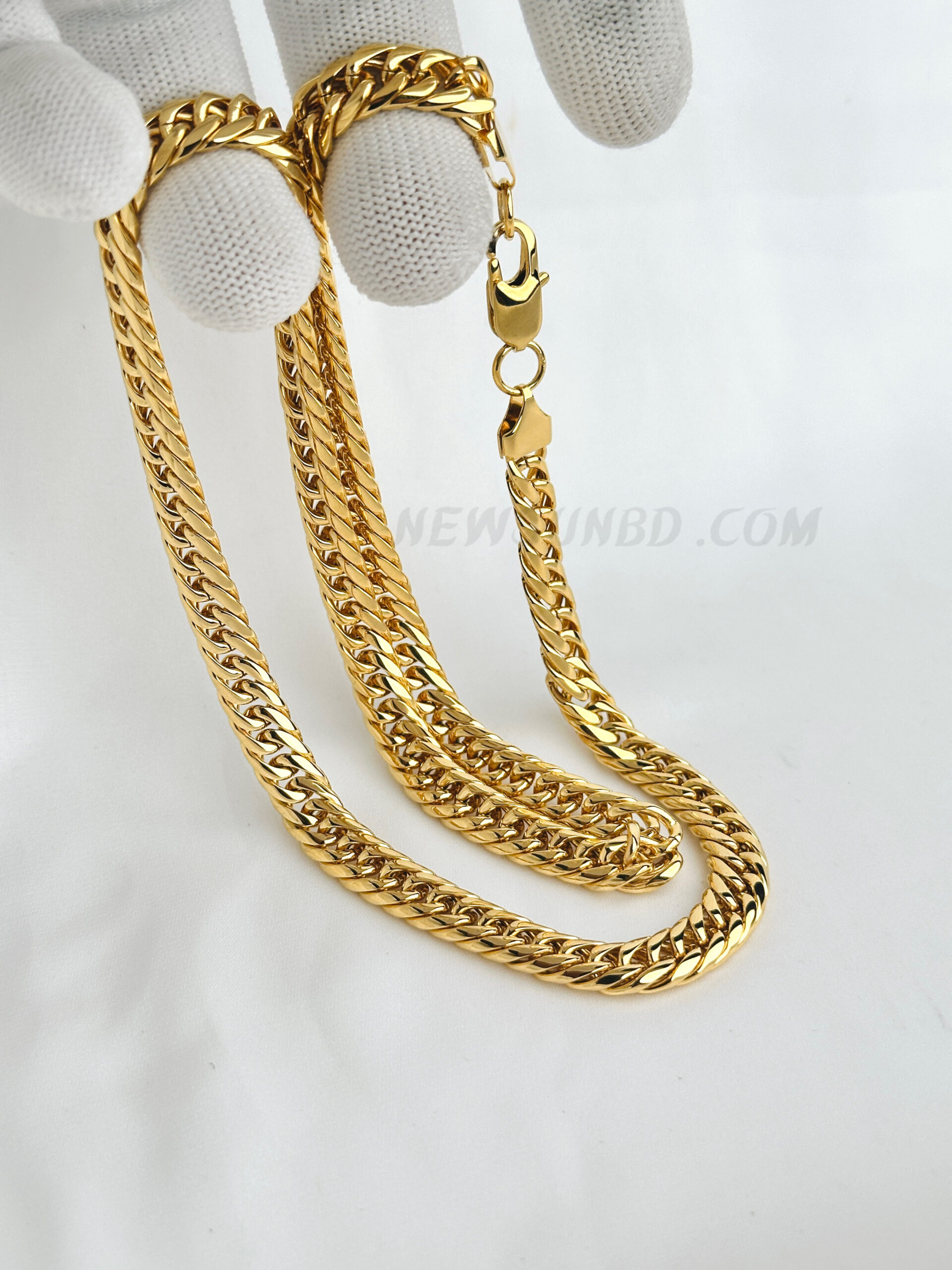 5EFA376A-5497-45A5-9E17-73B0F5E6AFB1 100% Genuine 24k Yellow Gold Plated 10MM Stainless Steel Flat Curb Link Chain - Image 1
