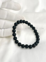 AA Black Onyx Matt Finish 8mm Round Beads Stretch Bracelet - Image 3
