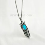 Turquoise Feather Pendant Necklace Chain