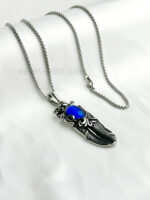 100% SS Turquoise Feather Pendant Necklace Chain - Image 7