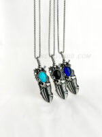 100% SS Turquoise Feather Pendant Necklace Chain - Image 2