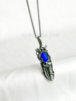 100% SS Turquoise Feather Pendant Necklace Chain - Image 4