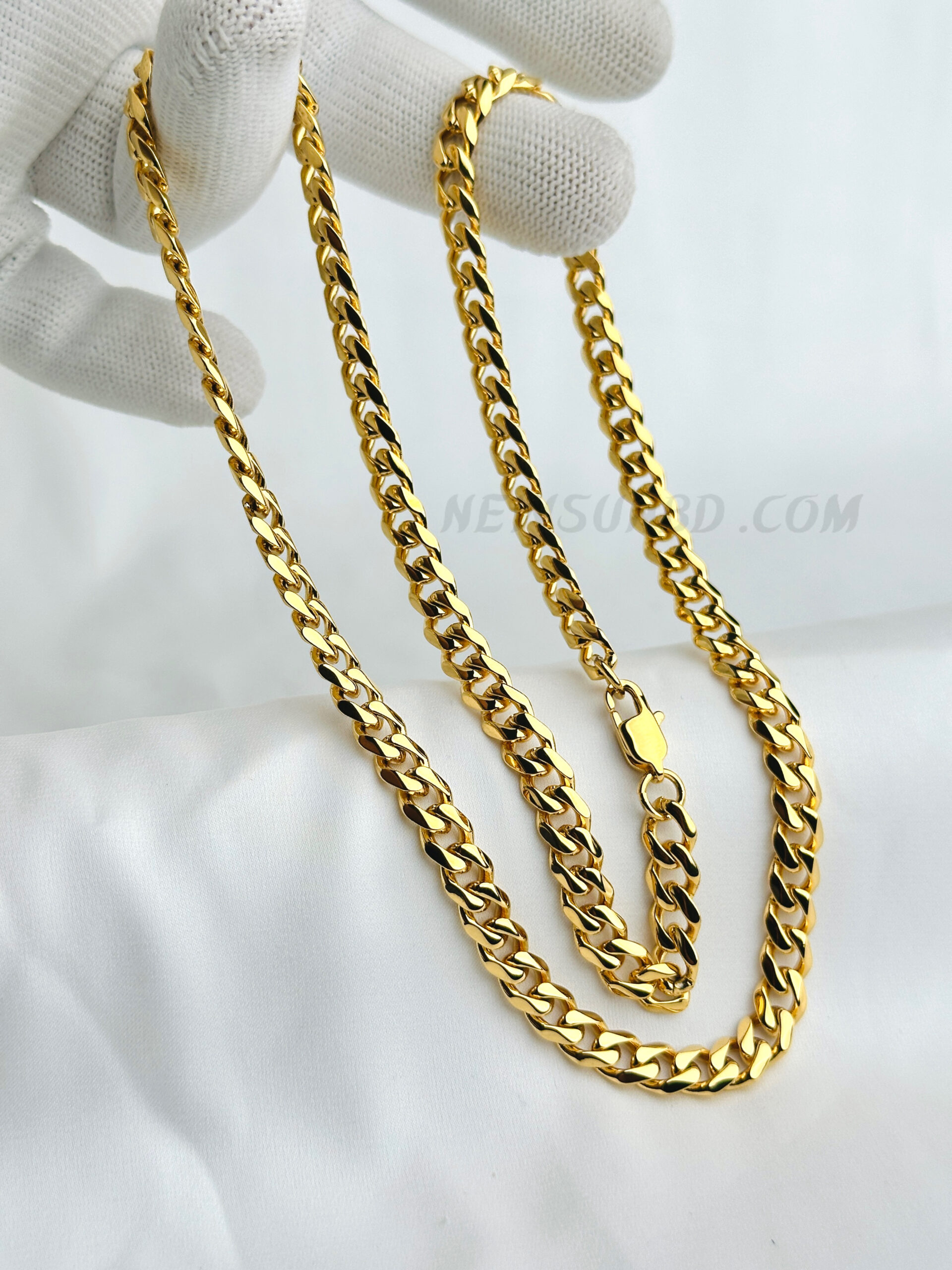 A7277A78-E3FD-4825-BED6-0F78DA7DDA1E 100% Genuine 24k Gold Color 8mm Miami Cuban link Chain - Image 1