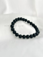 AA Black Onyx Matt Finish 8mm Round Beads Stretch Bracelet - Image 2