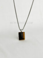 15mm square Tiger Eye Necklace Pendant With Options of Silver Chain - Image 3